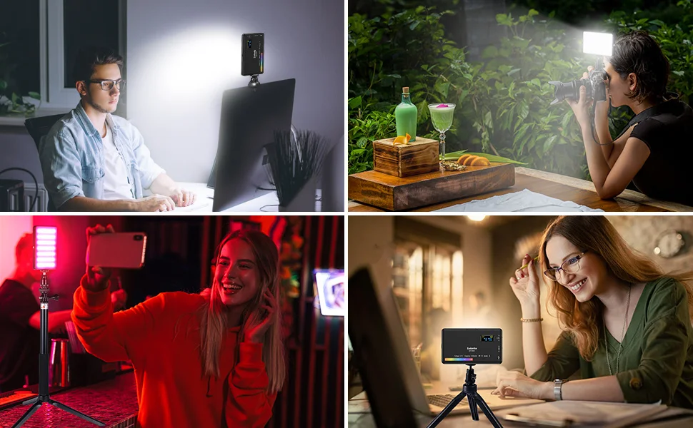 Luz LED RGB - Painel Ajustável, 2500K-9000K, 3100mAh Luz LED RGB - Painel Ajustável, 2500K-9000K, 3100mAh